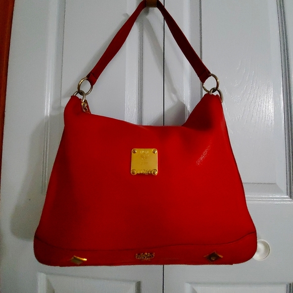 MCM AUTH. HOBO Rare(Germany) GENUINE LEATHER SHOULDER BAG